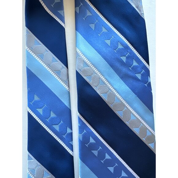 Nicole Miller NY Bartender All Silk Tie MARTINI Glass Blue Stripe Novelty 60" - Picture 7 of 9